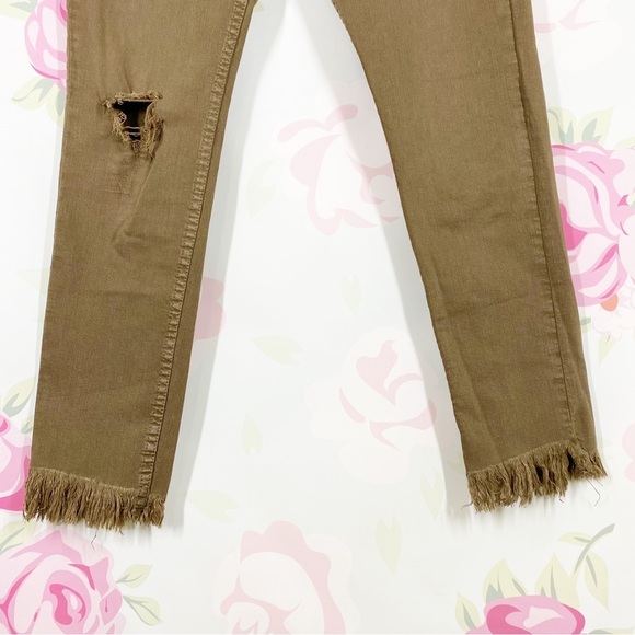 Free People Brown Distressed Frayed Skinny Denim Jeans 30 - Picture 4 of 10
